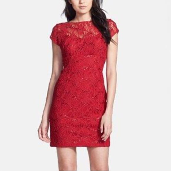 Hailey by Adrianna Papell Embellished Lace Sheath Dress size 2 - Picture 1 of 10